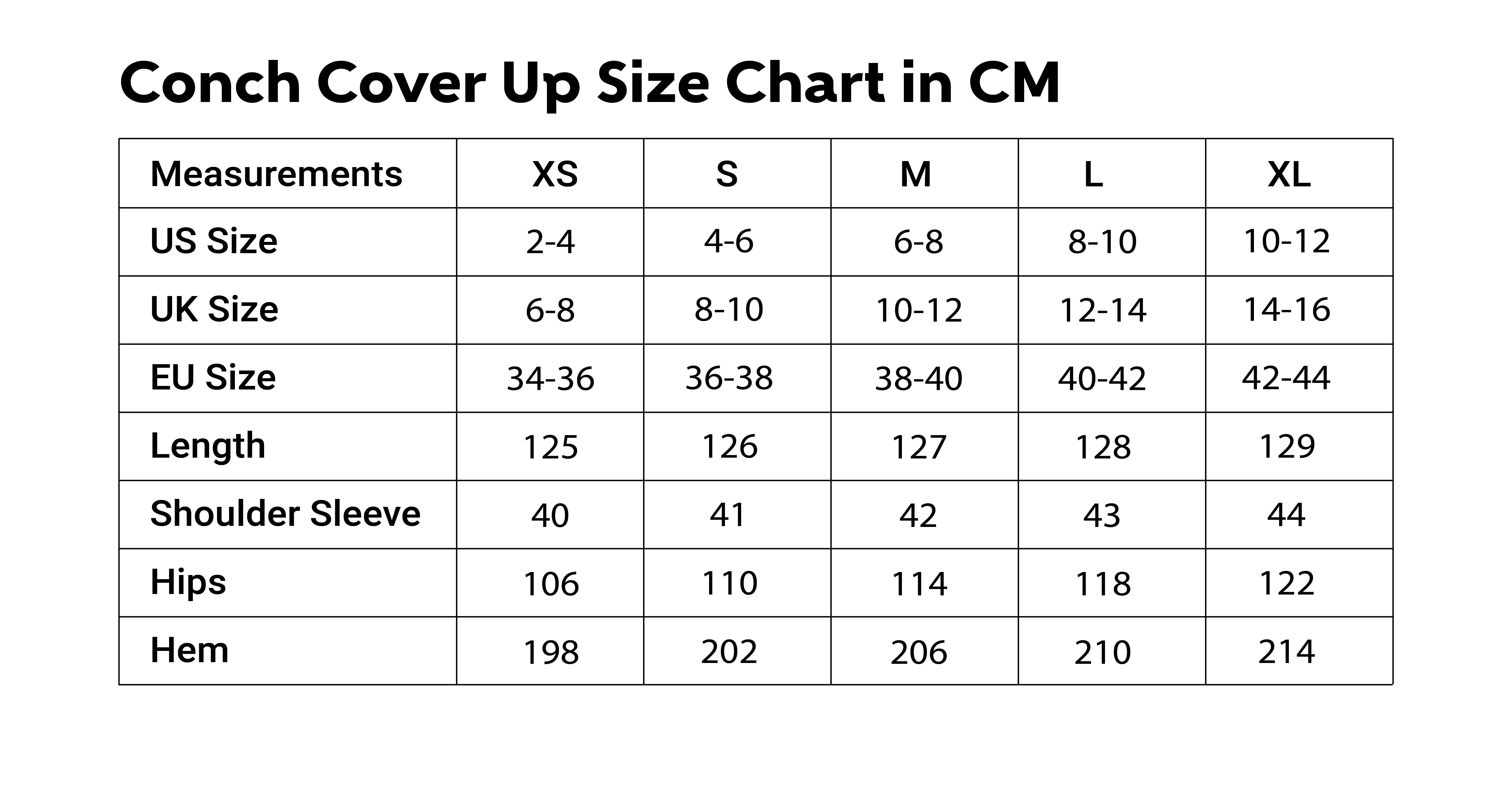 Size Chart CM