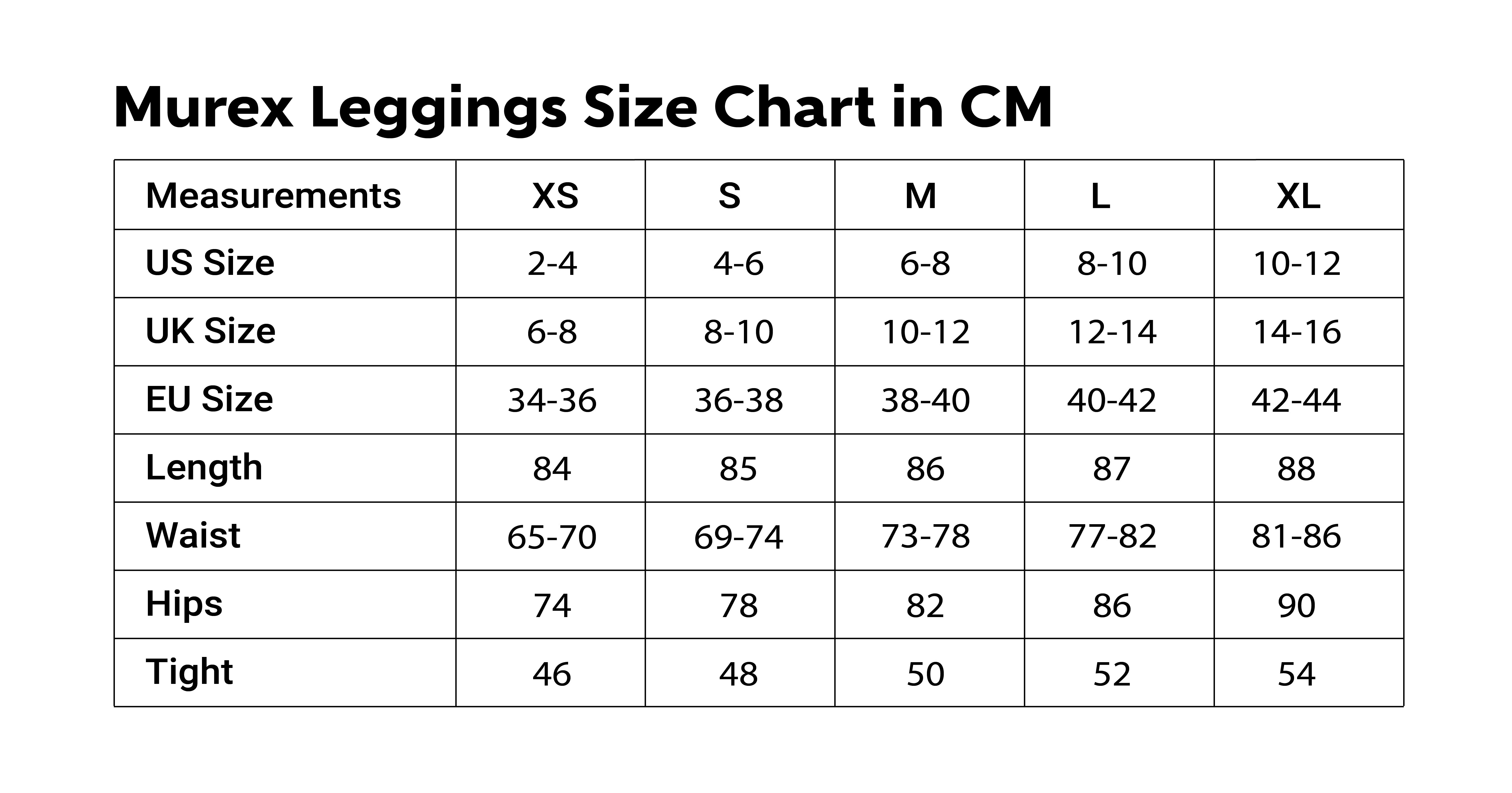 Size Chart CM