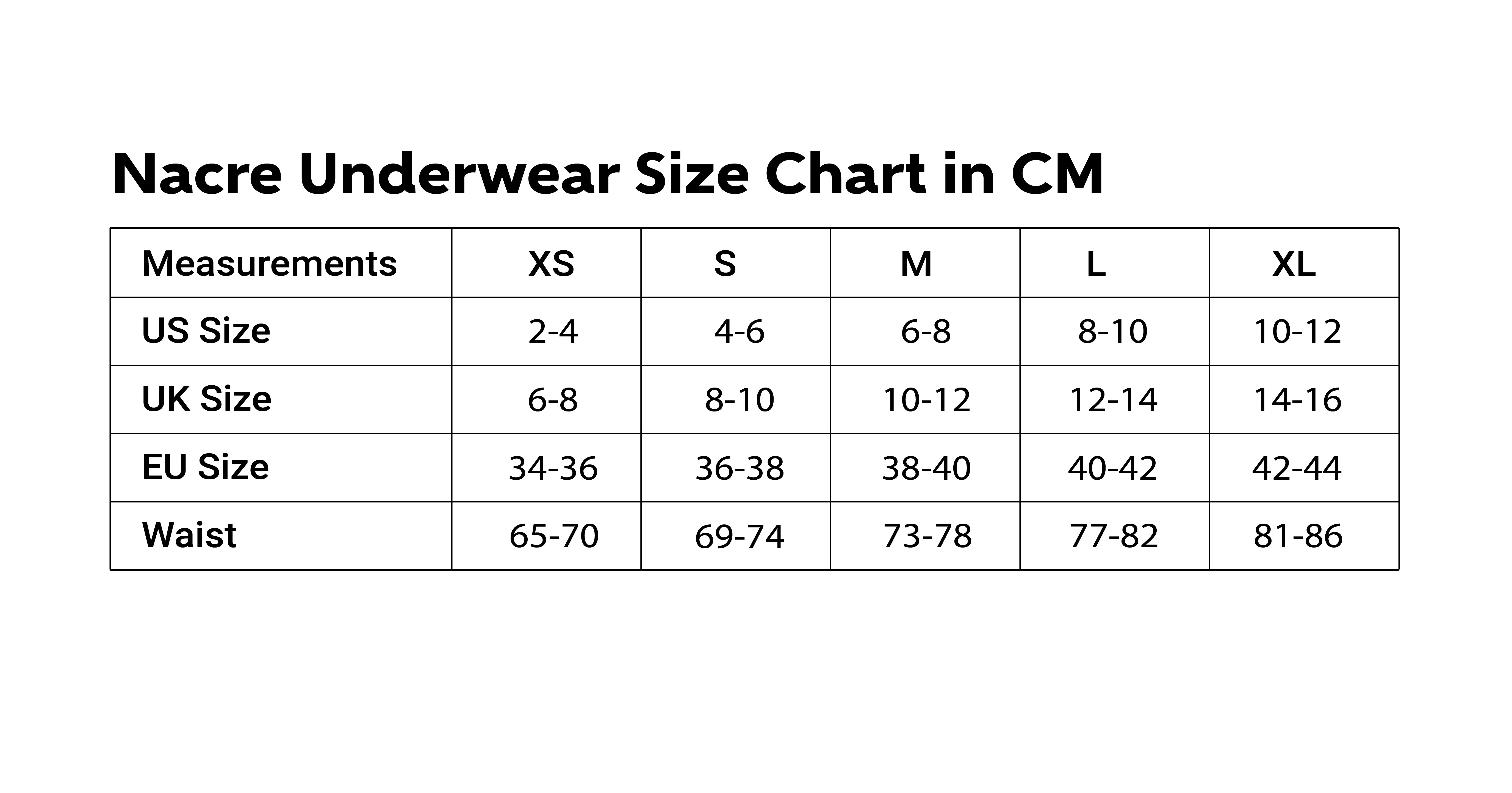 Size Chart CM