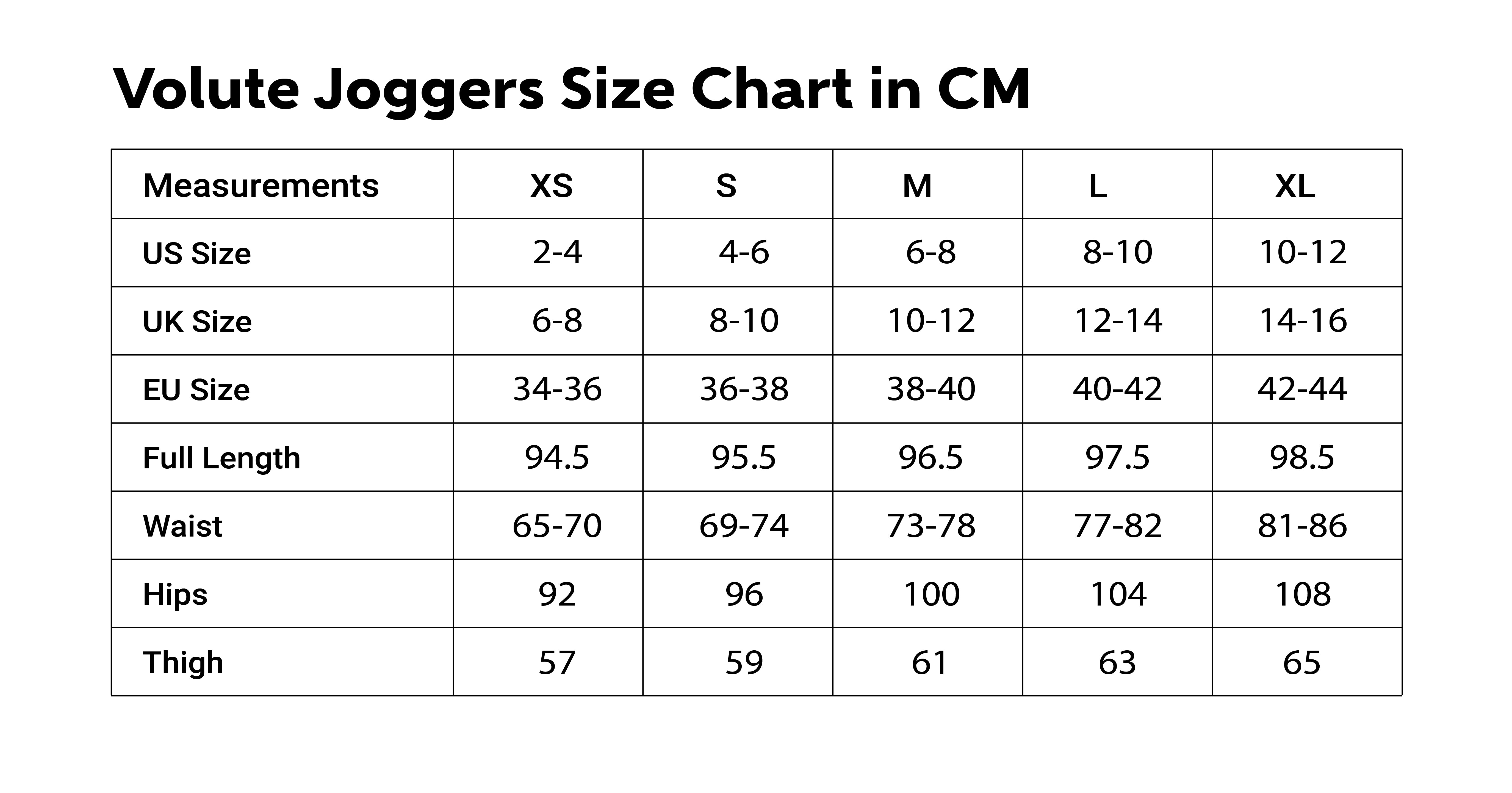 Size Chart CM