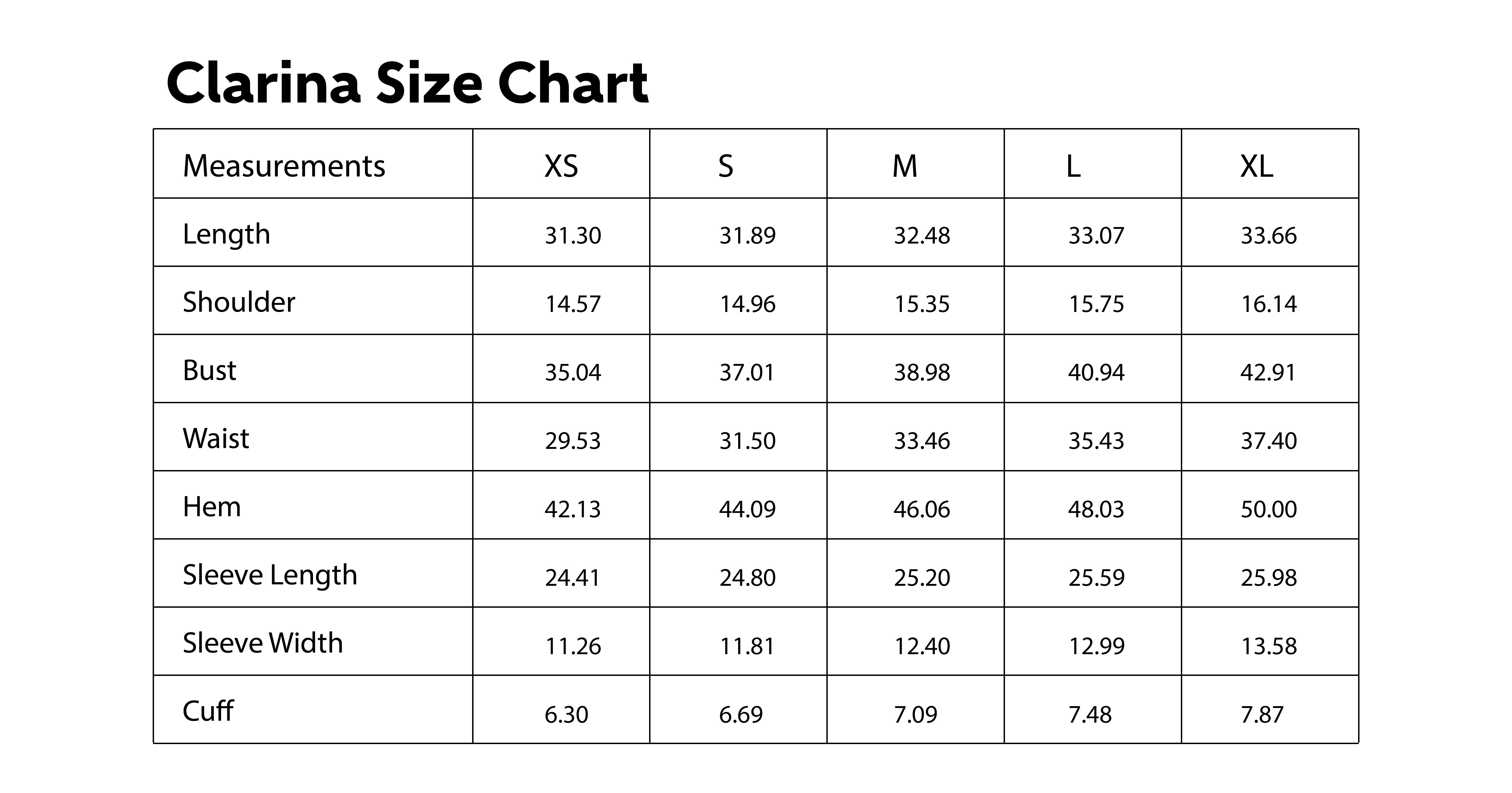 Size Chart