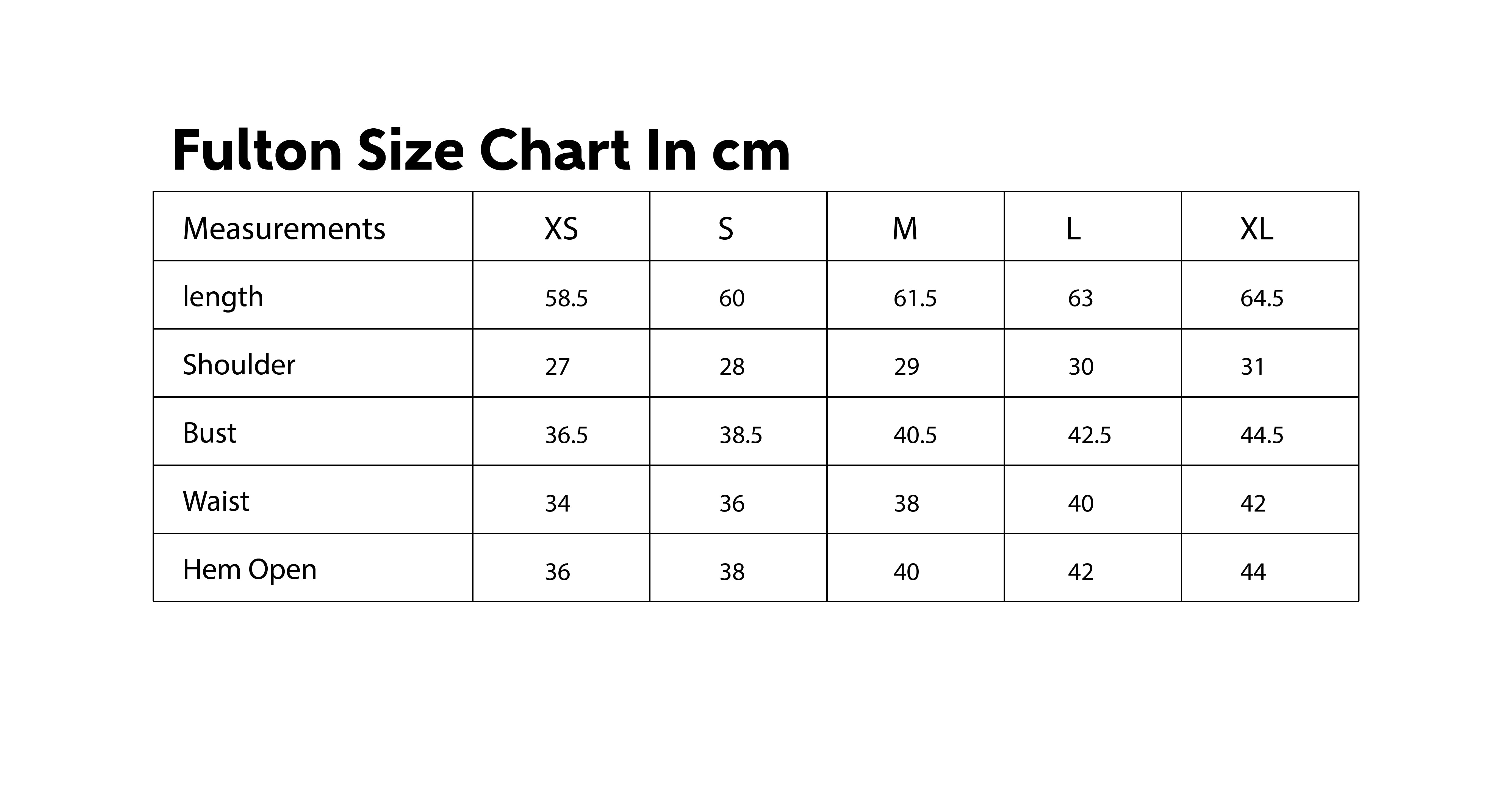 Size Chart CM