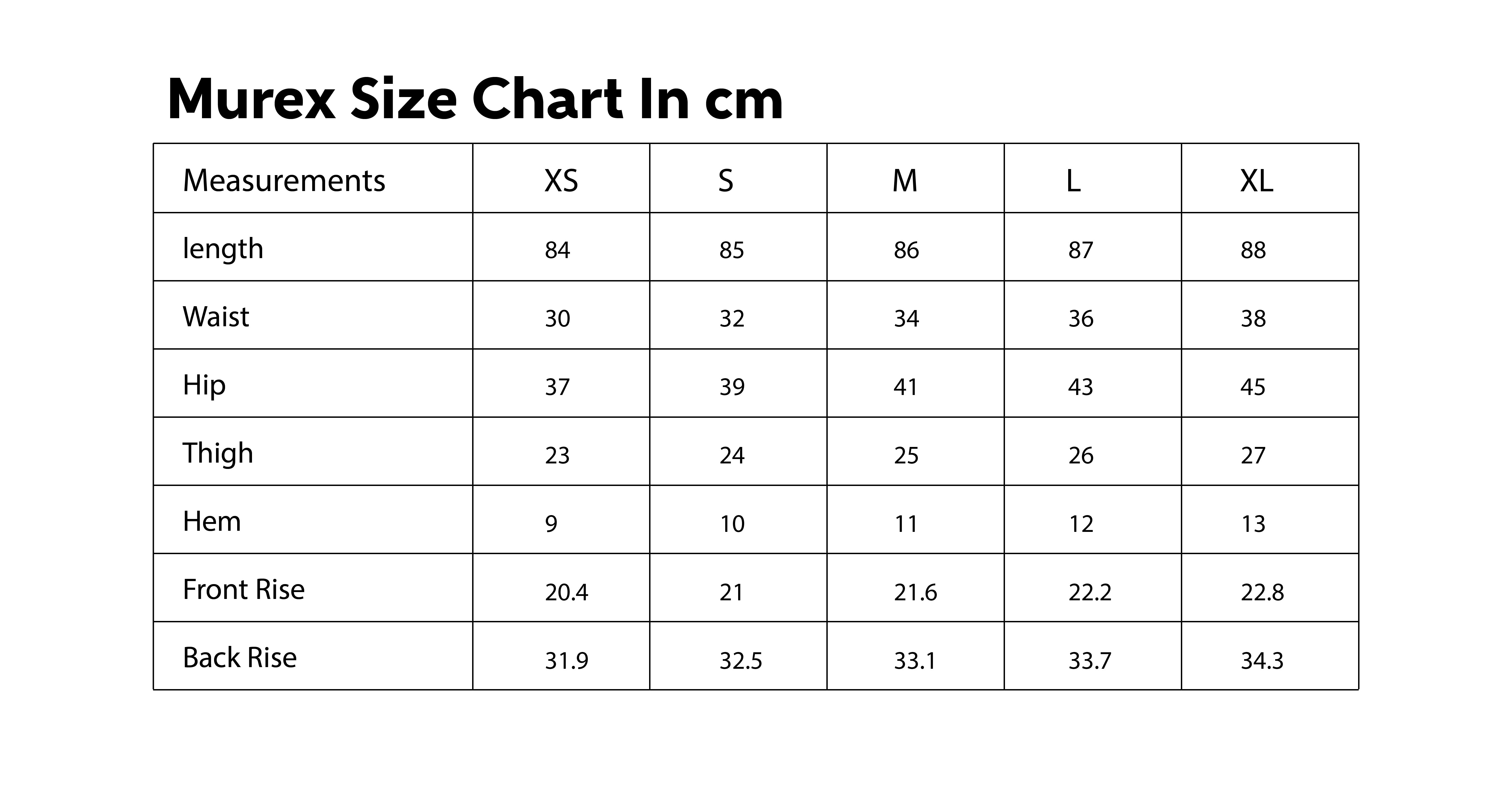 Size Chart CM